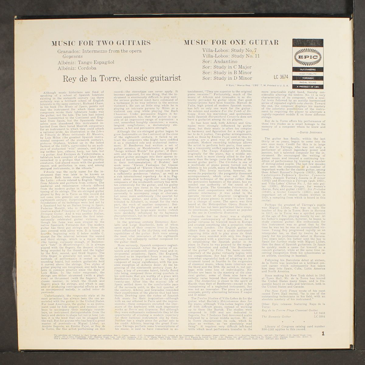 villa-lobos: music for one guitar by REY DE LA TORRE