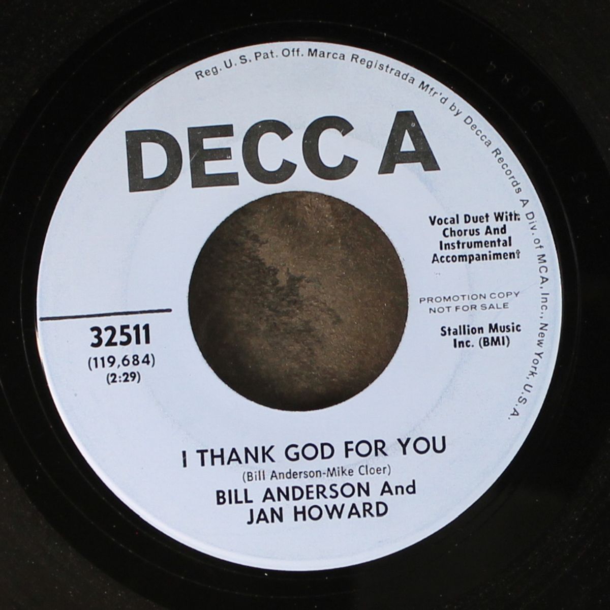 if it's all the same to you / i thank god for you by BILL ANDERSON & JAN HOWARD