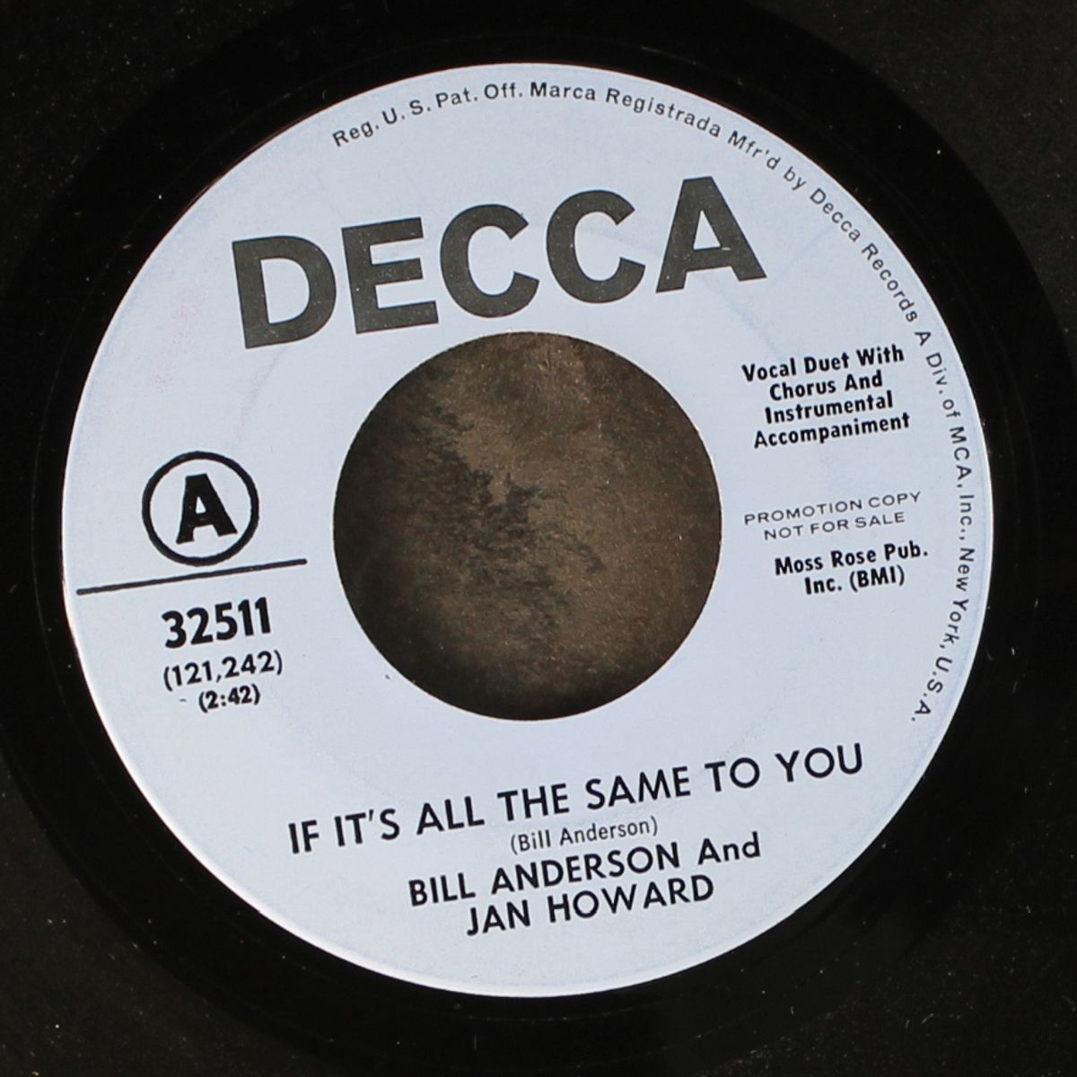 if it's all the same to you / i thank god for you by BILL ANDERSON & JAN HOWARD