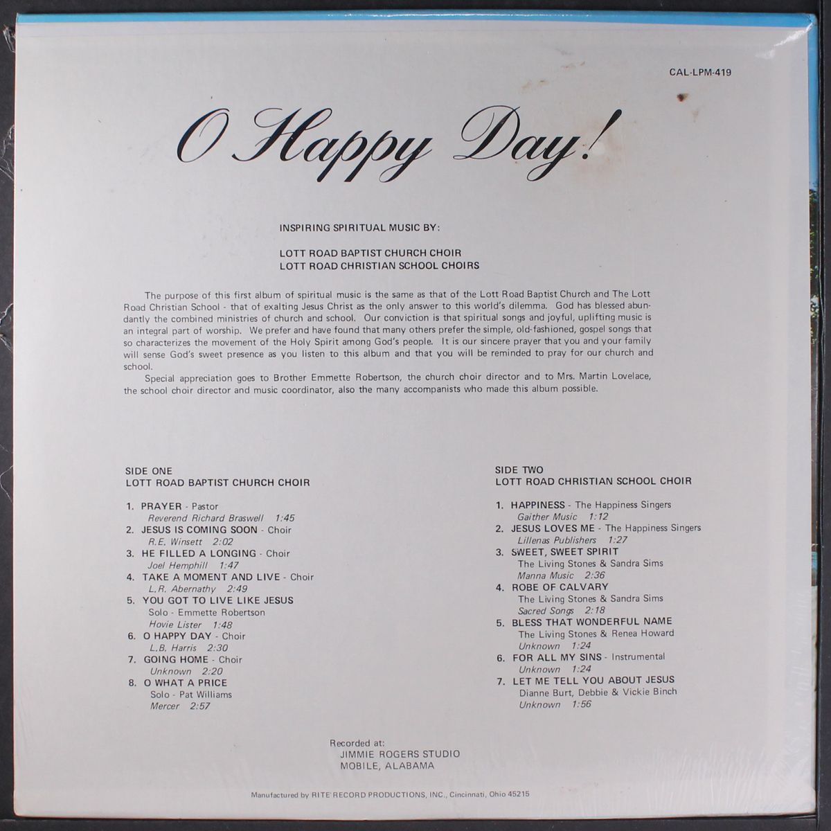 o happy day! by LOTT ROAD BAPTIST CHURCH CHOIR