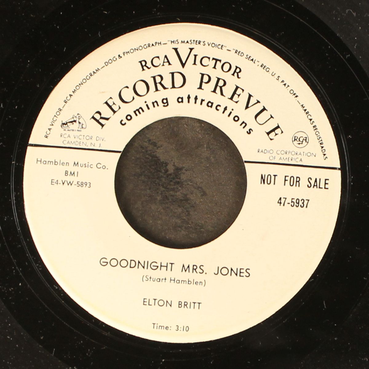 hurts me to my heart / goodnight mrs. jones by ELTON BRITT