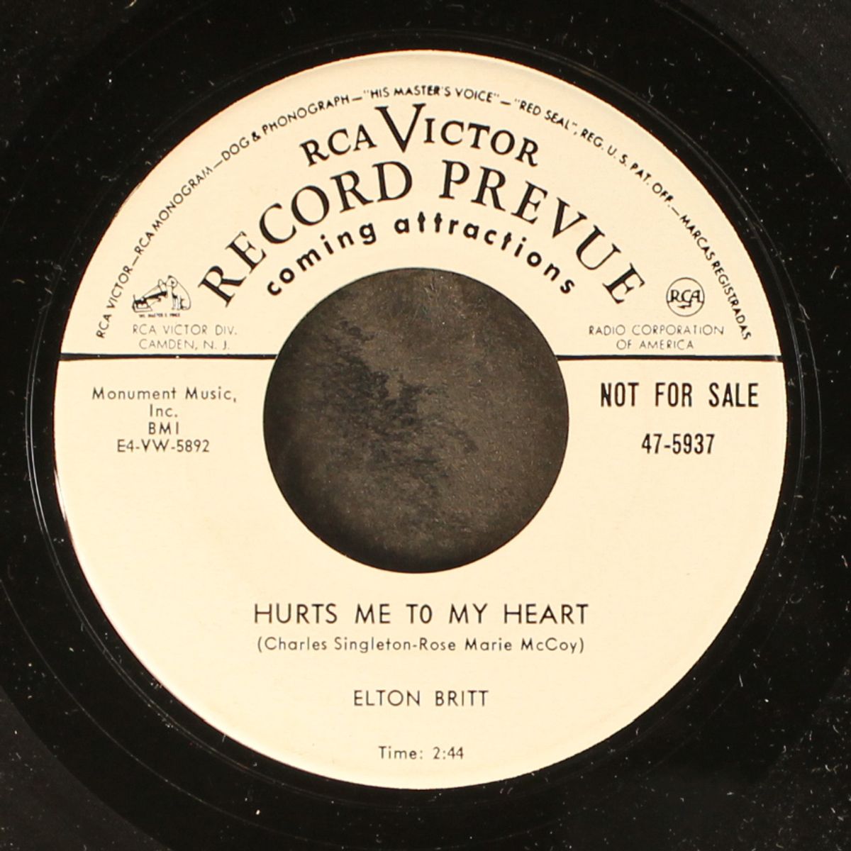 hurts me to my heart / goodnight mrs. jones by ELTON BRITT