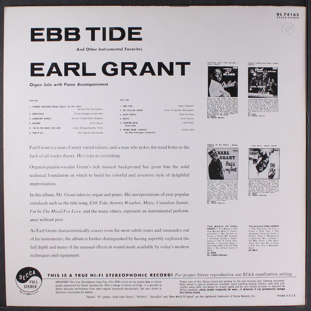 ebb tide by EARL GRANT