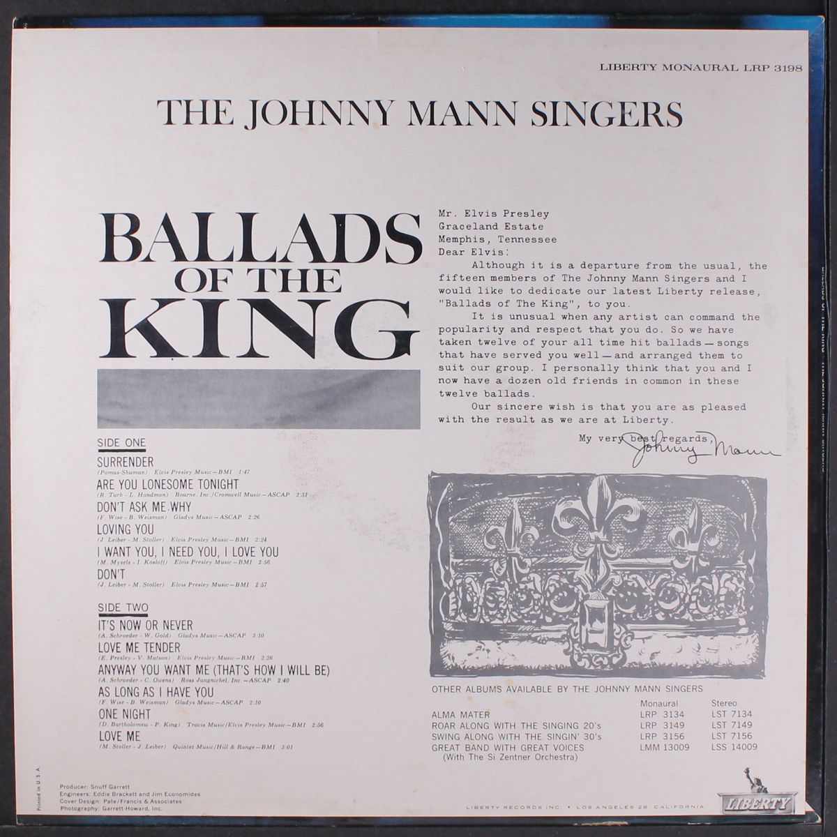 ballads of the king by JOHNNIE MANN SINGERS