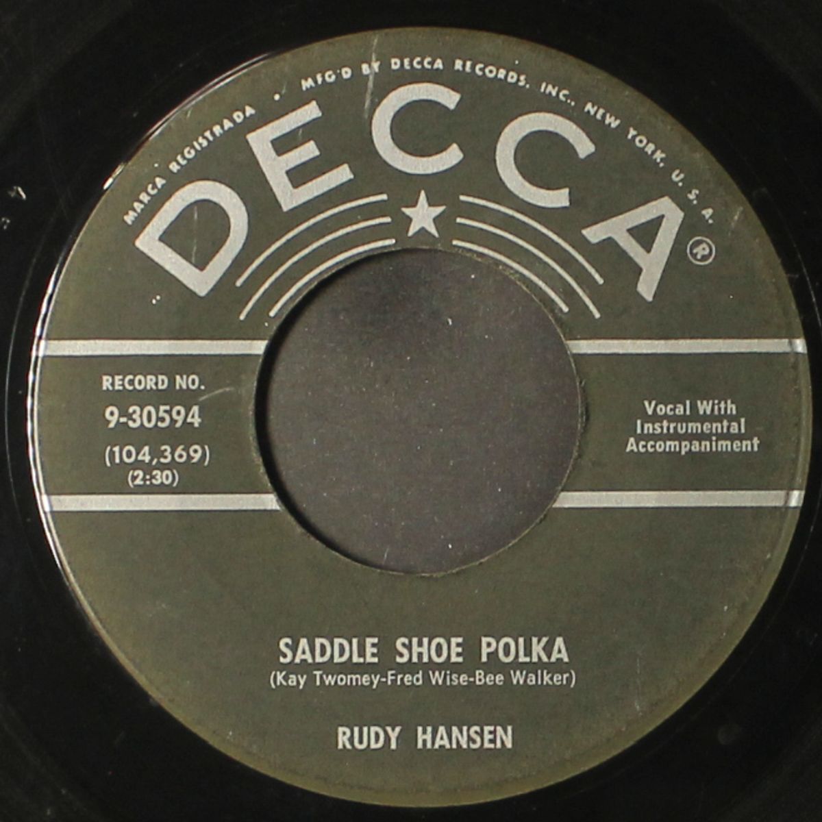 just as long / saddle shoe polka by RUDY HANSEN