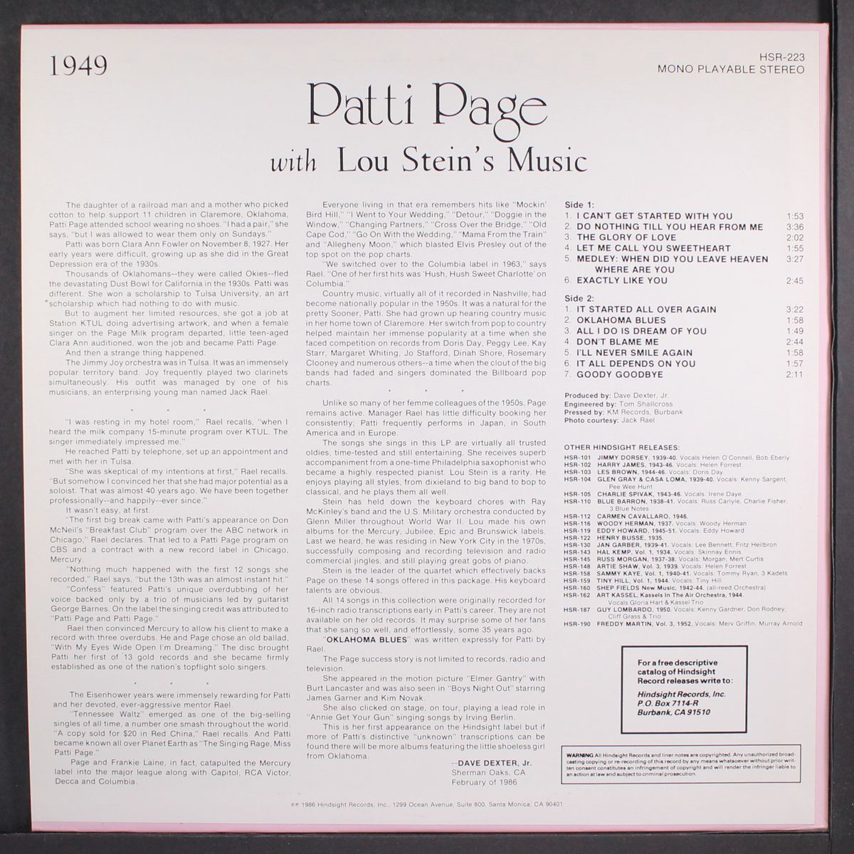the uncollected patti page 1949 by PATTI PAGE