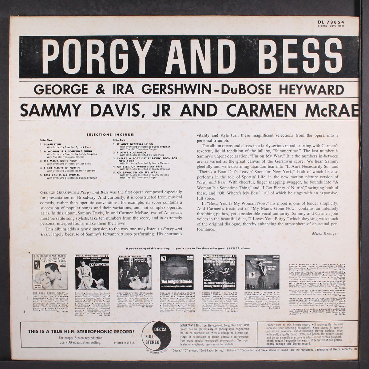 porgy & bess by SAMMY DAVIS JR. / CARMEN MCRAE