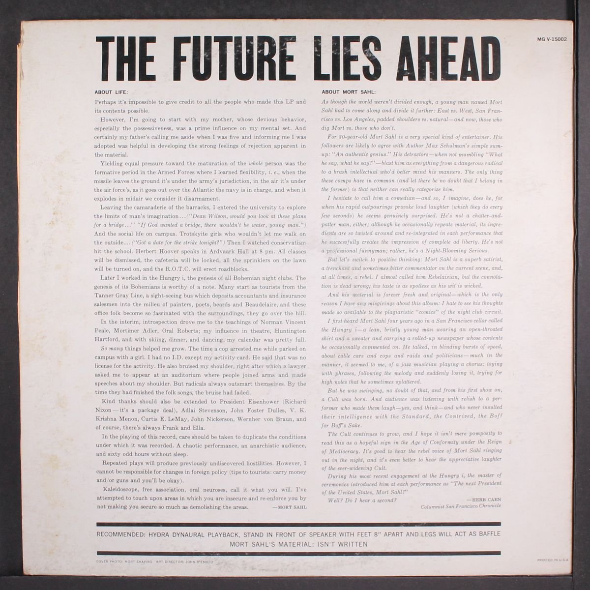 the future lies ahead by MORT SAHL