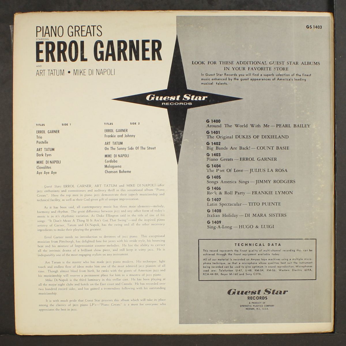 piano greats/errol garner, etc. by VARIOUS