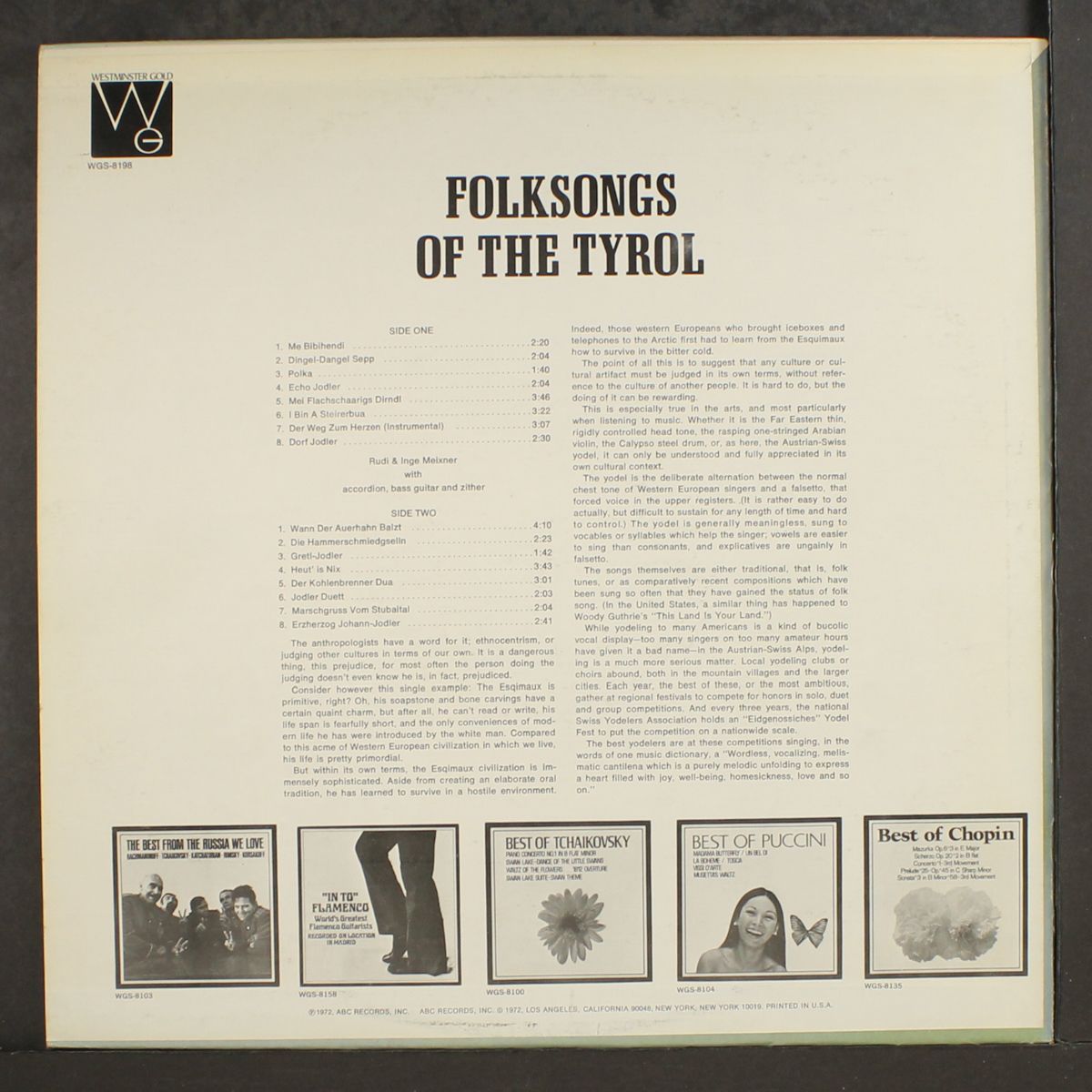 folksongs of the tyrol by RUDI & INGE MEIXNER