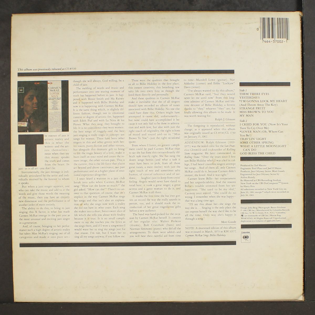 carmen billie by CARMEN MCRAE