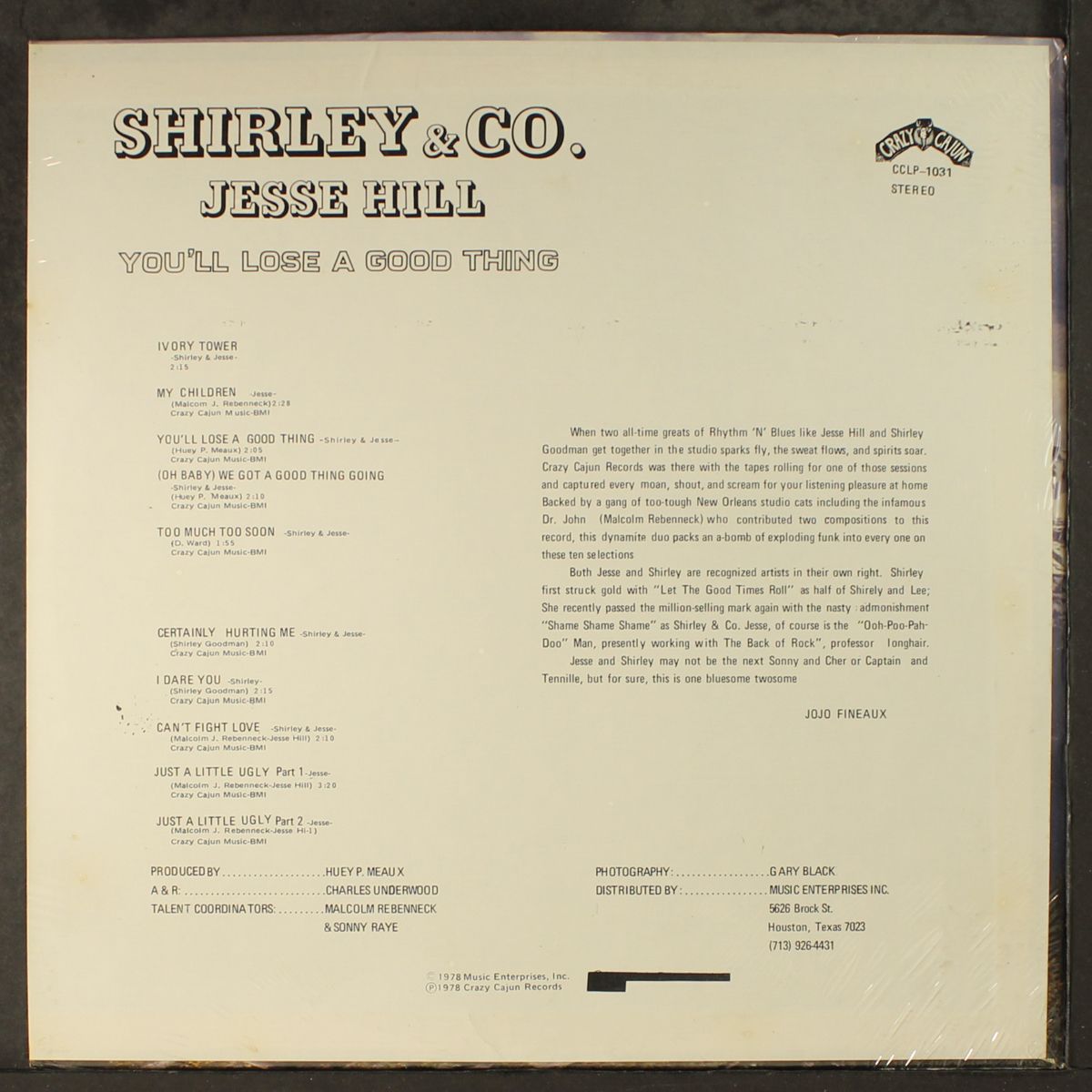 you'll lose a good thing by SHIRLEY & CO. / JESSIE HILL