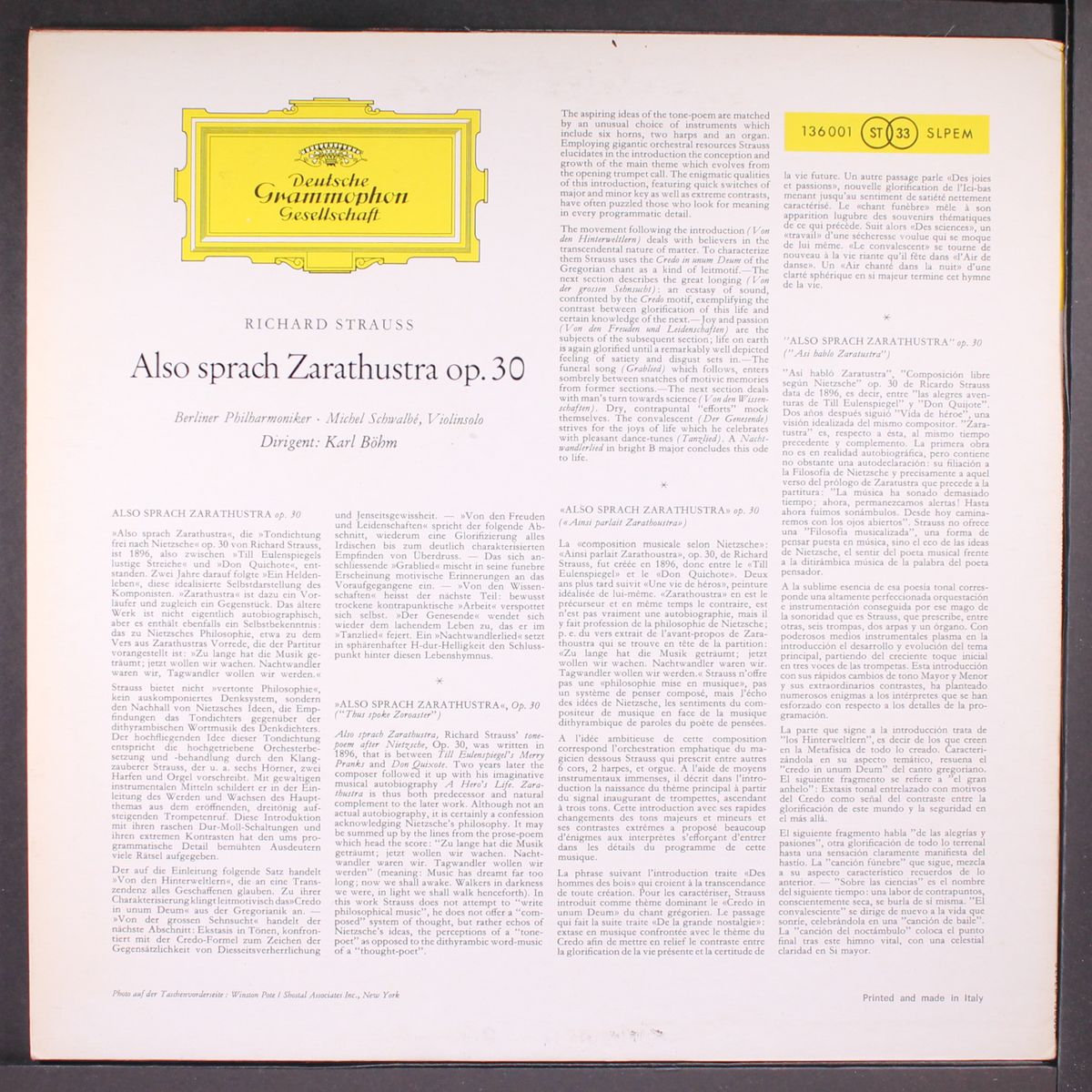 strauss: also sprach zarathustra, op. 30 by KARL BOHM