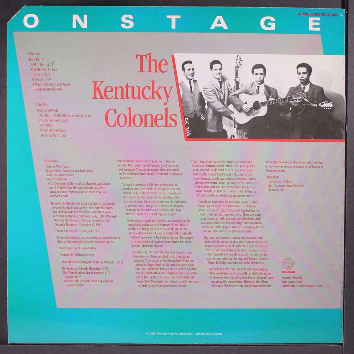 on stage by KENTUCKY COLONELS