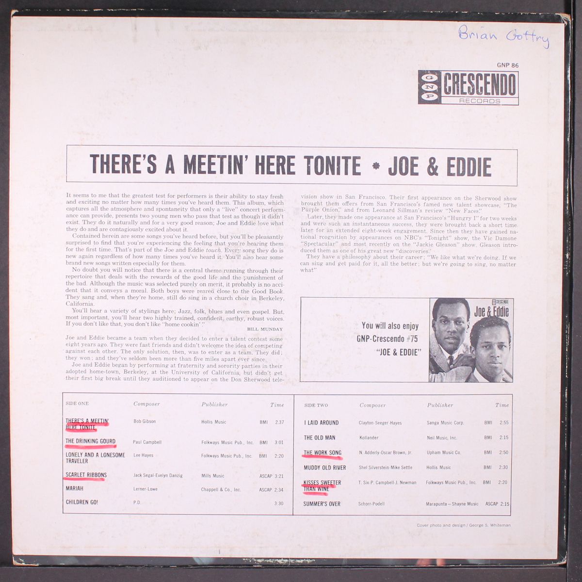 there's a meetin' here tonite by JOE & EDDIE
