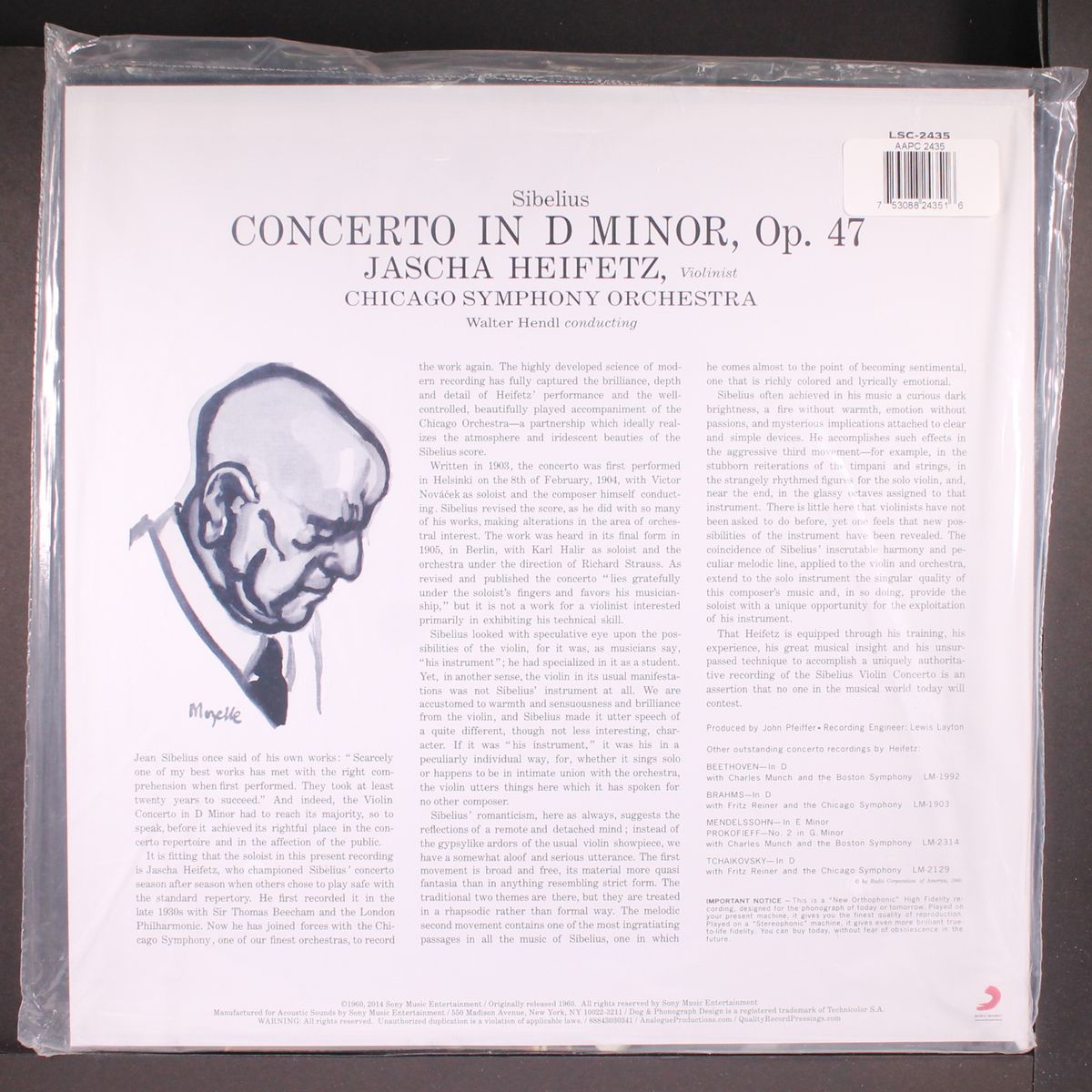 sibelius: violin concerto by JASCHA HEIFETZ