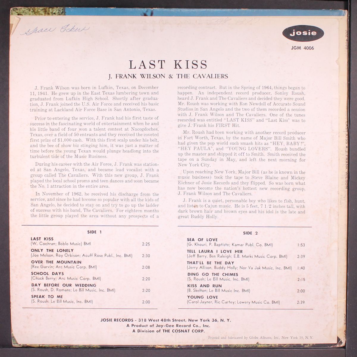 last kiss by J. FRANK WILSON & CAVALIERS