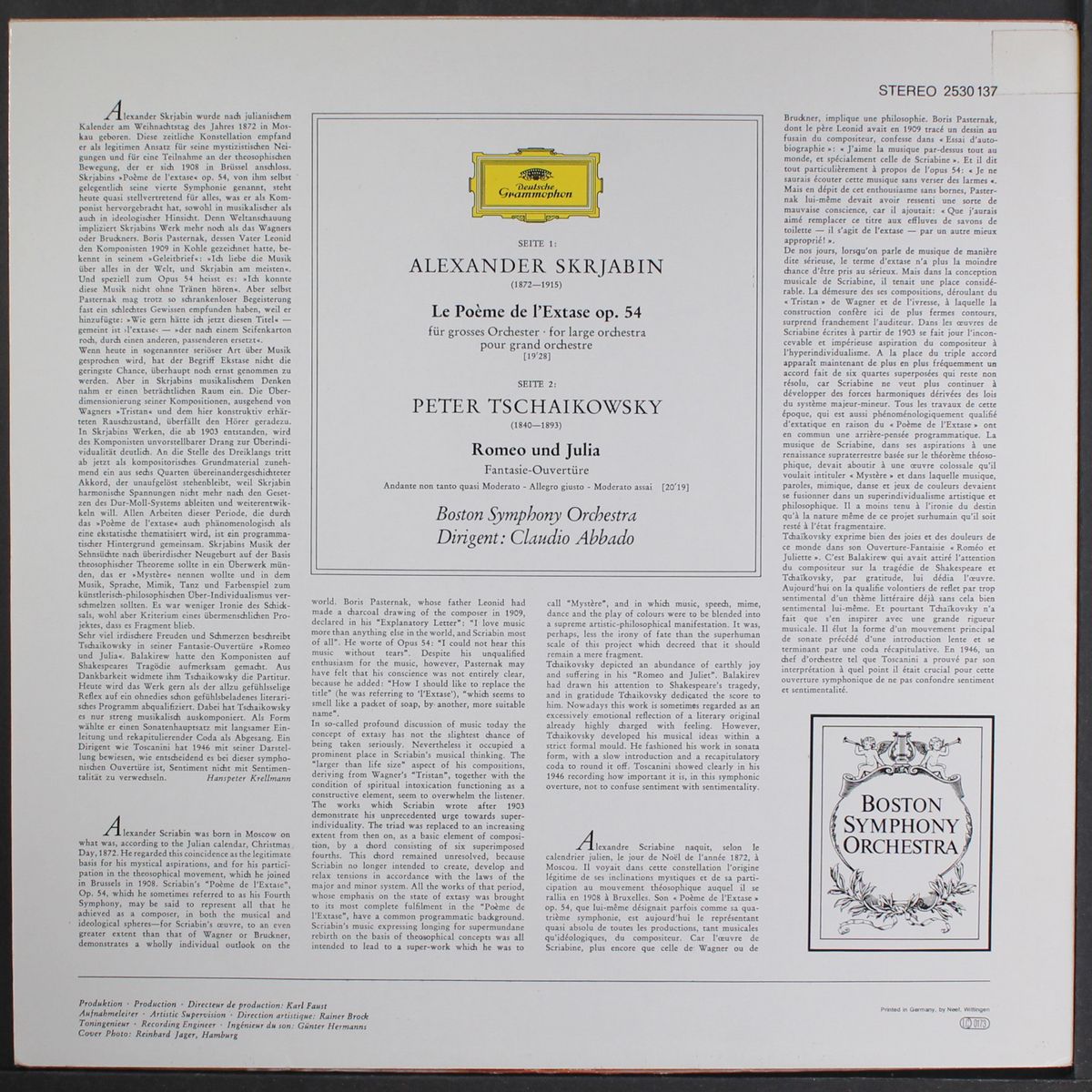 skrjabin: le poeme de l'extase, op. 54 / tschaikowsky: romeo und julia by CLAUDIO ABBADO