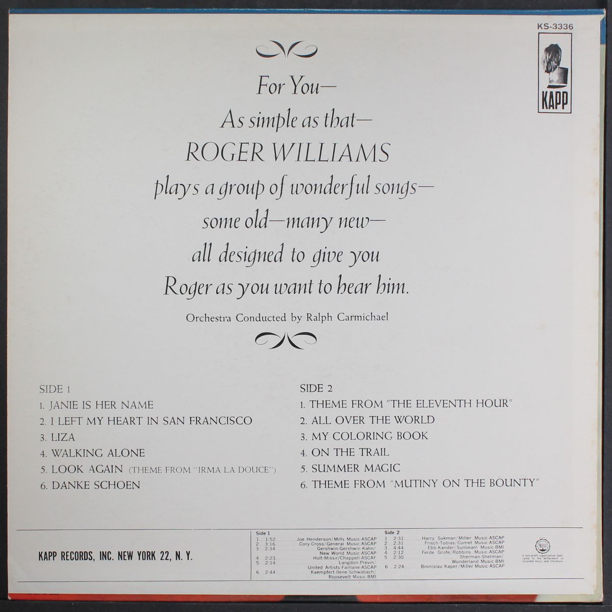 for you by ROGER WILLIAMS