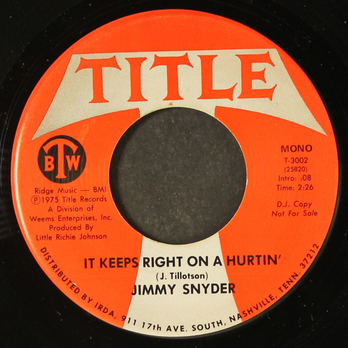 it keeps right on a hurtin' / mono by JIMMY SNYDER