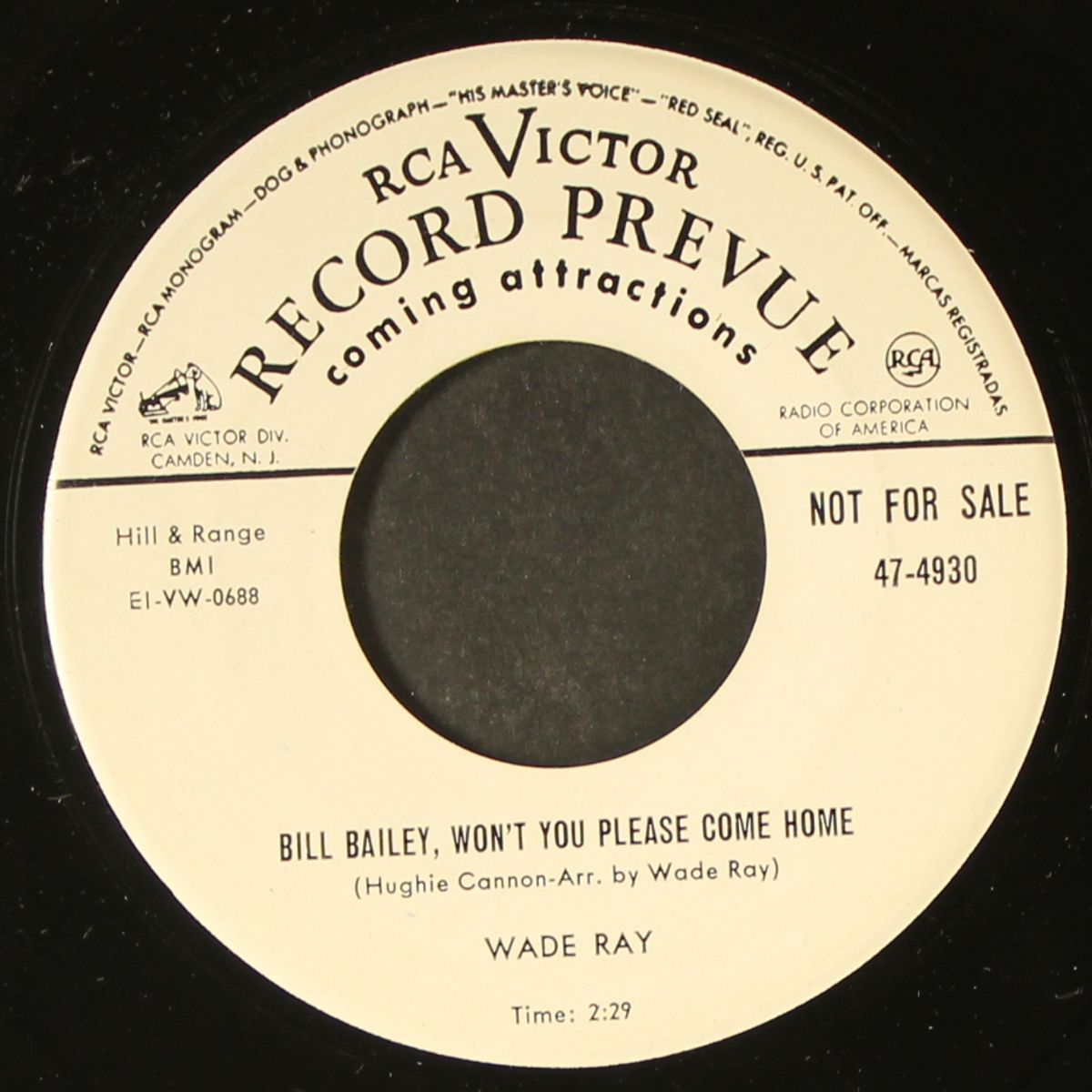 the echo of your voice / bill bailey, won't you please come home by WADE RAY