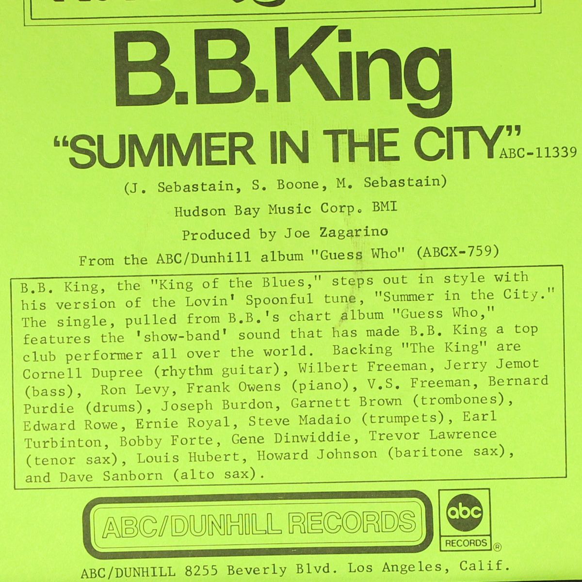 summer in the city by B.B. KING