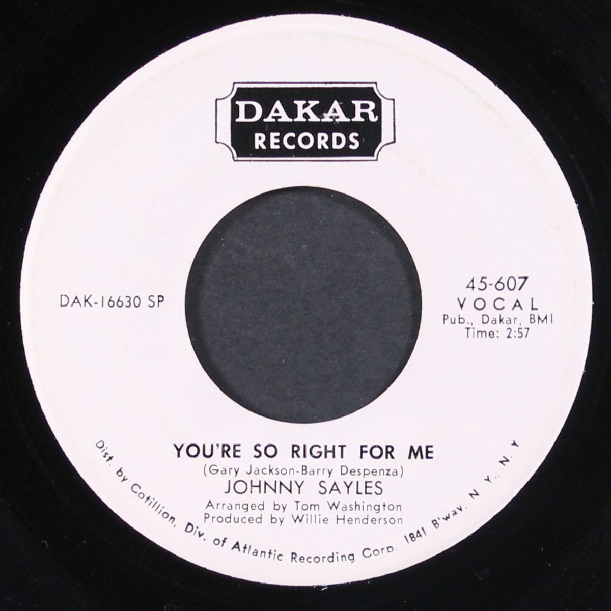 somebody's changing / you're so right for me by JOHNNY SAYLES