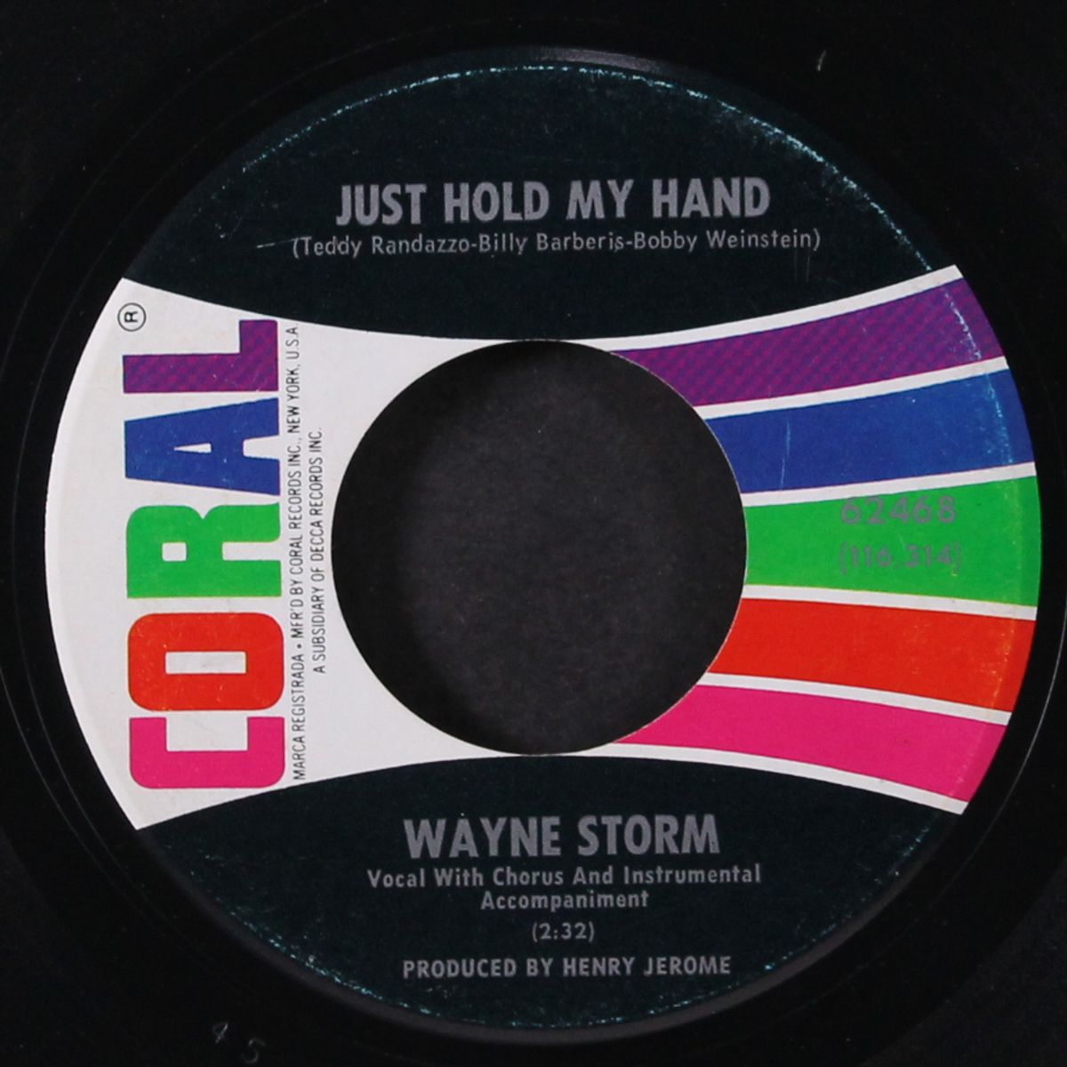 just hold my hand / walkin' in the shadow of love by WAYNE STORM