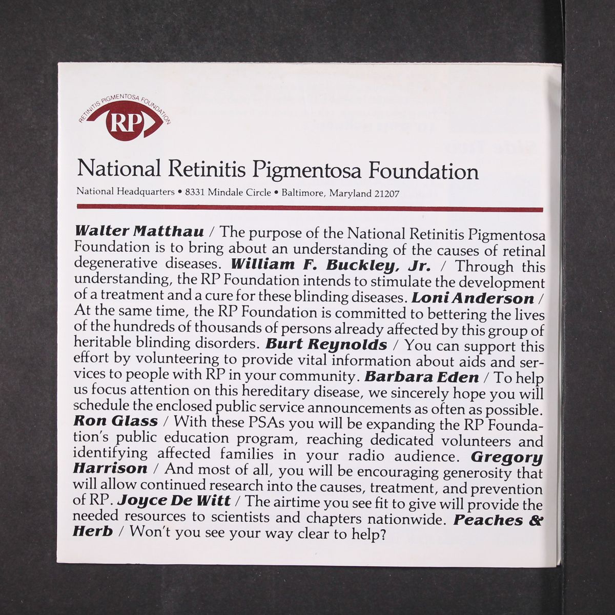 national retinitis pigmentosa foundations psa by VARIOUS