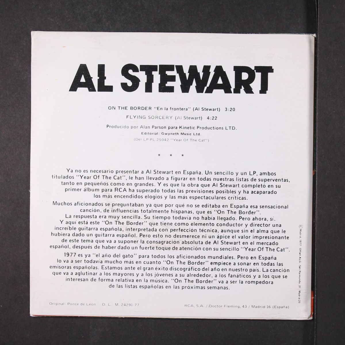 on the border / flying sorcery by AL STEWART