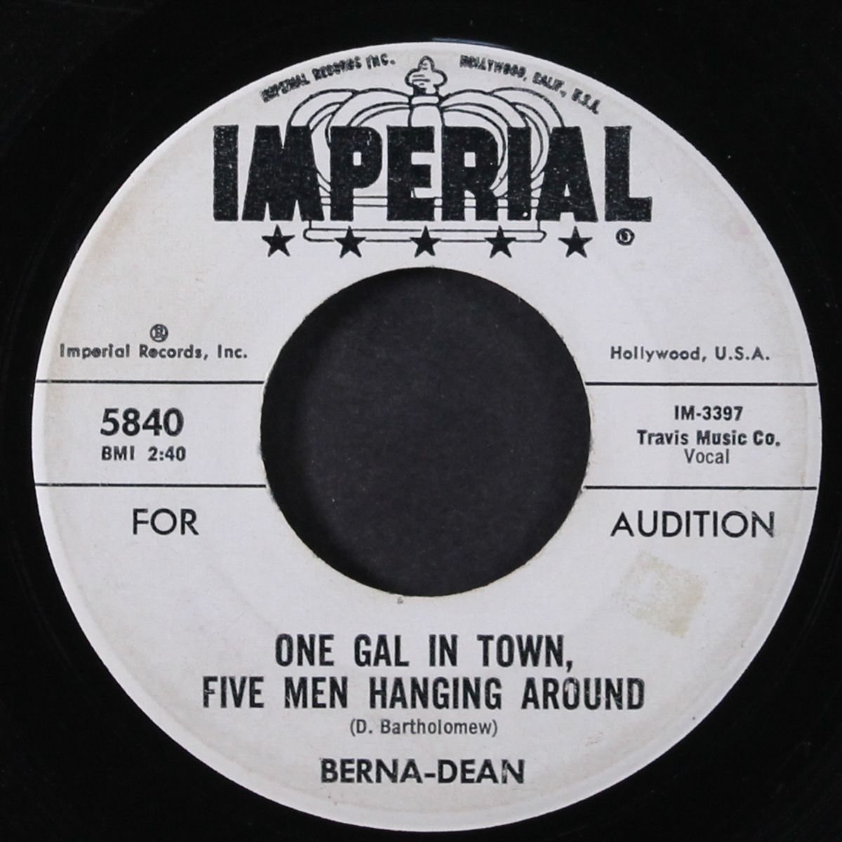 one gal in town, five men hanging around / he's mine by BERNA-DEAN