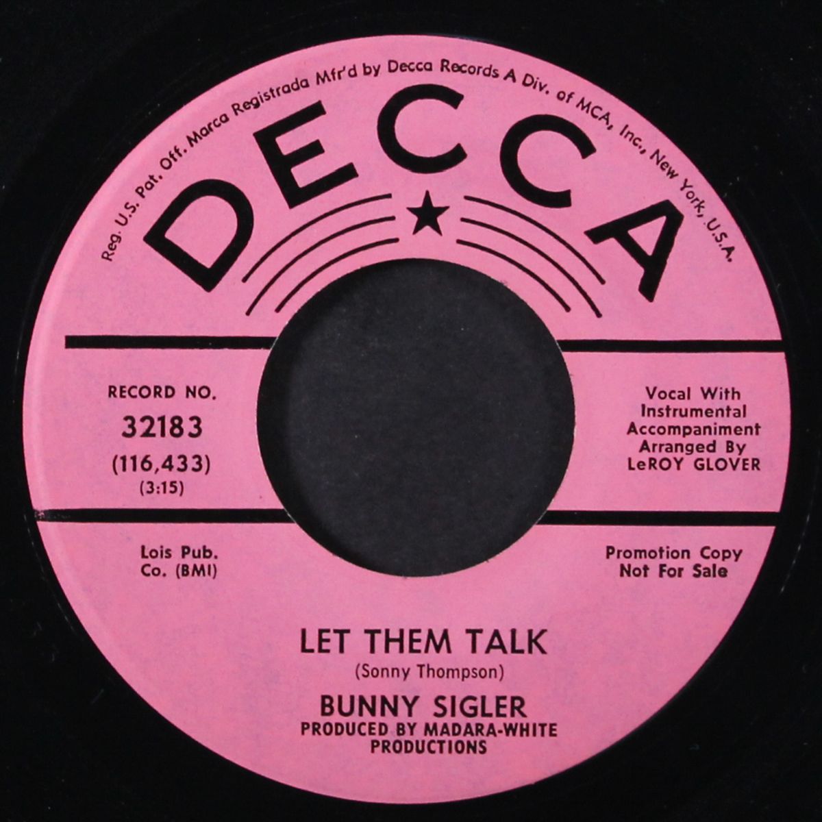 let them talk / will you love me tomorrow by BUNNY SIGLER