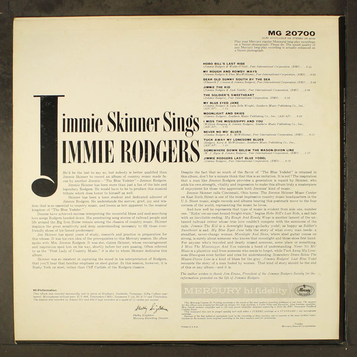sings jimmie rodgers by JIMMIE SKINNER