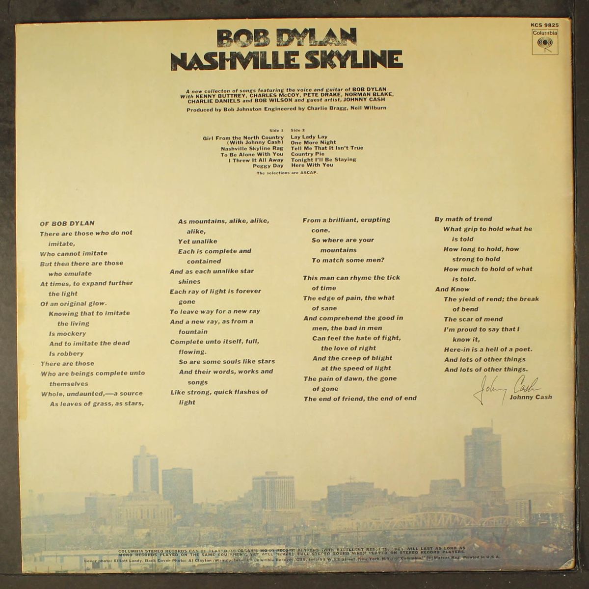 nashville skyline by BOB DYLAN