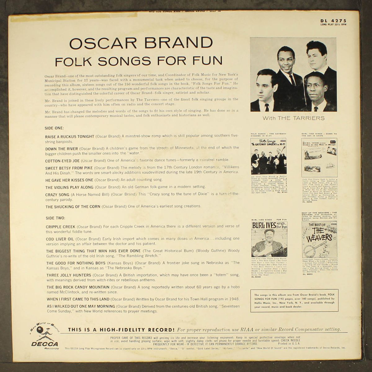 folk songs for fun by OSCAR BRAND