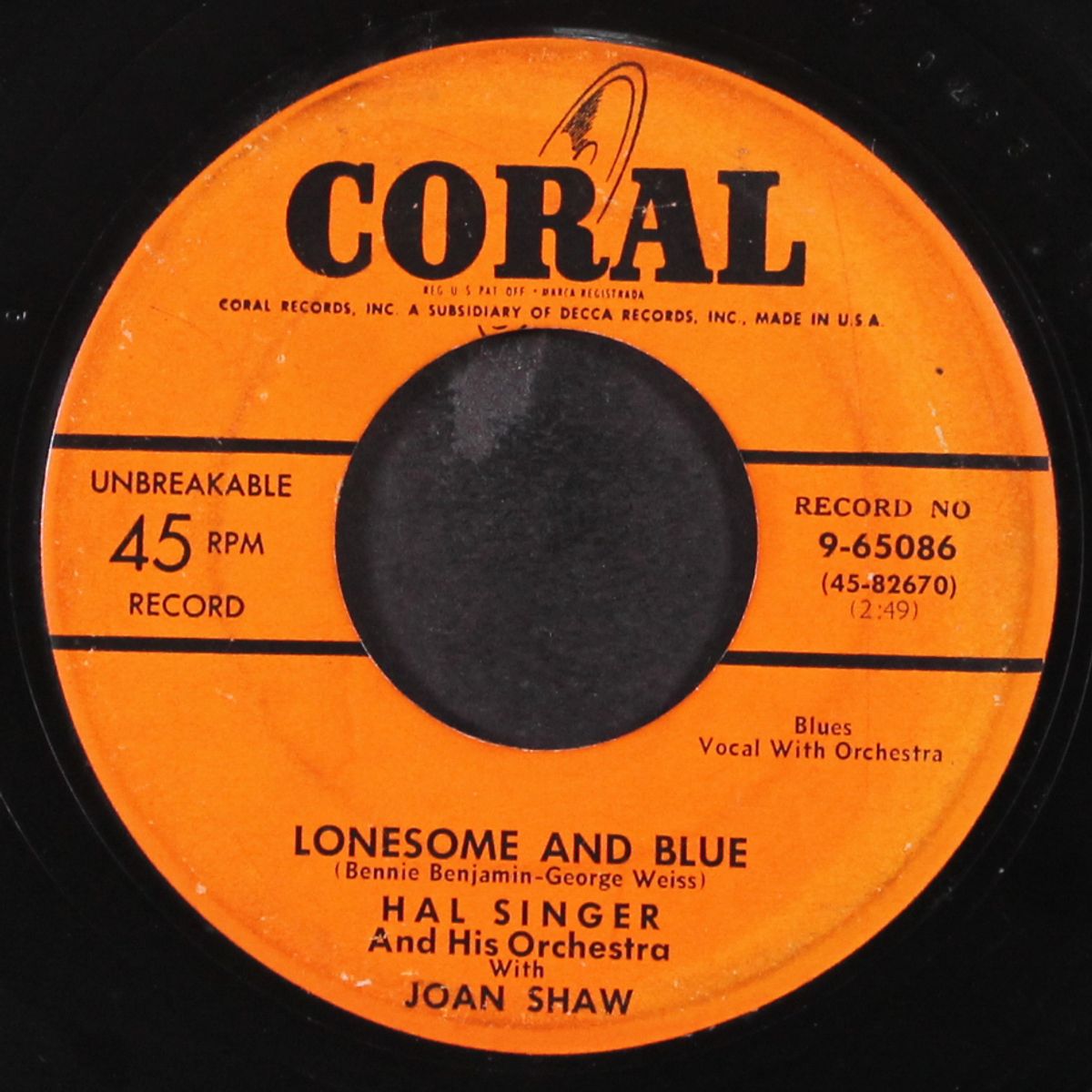 lonesome and blue / i love the way you love me by HAL SINGER