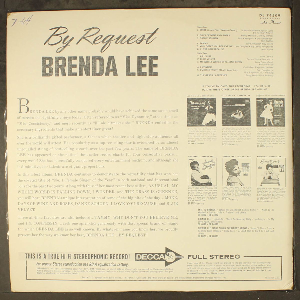 by request by BRENDA LEE