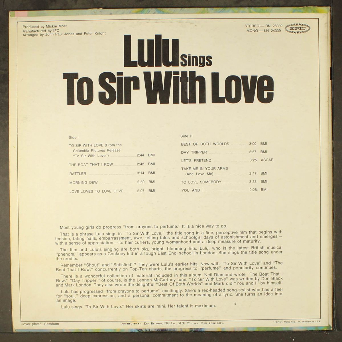 to sir with love by LULU