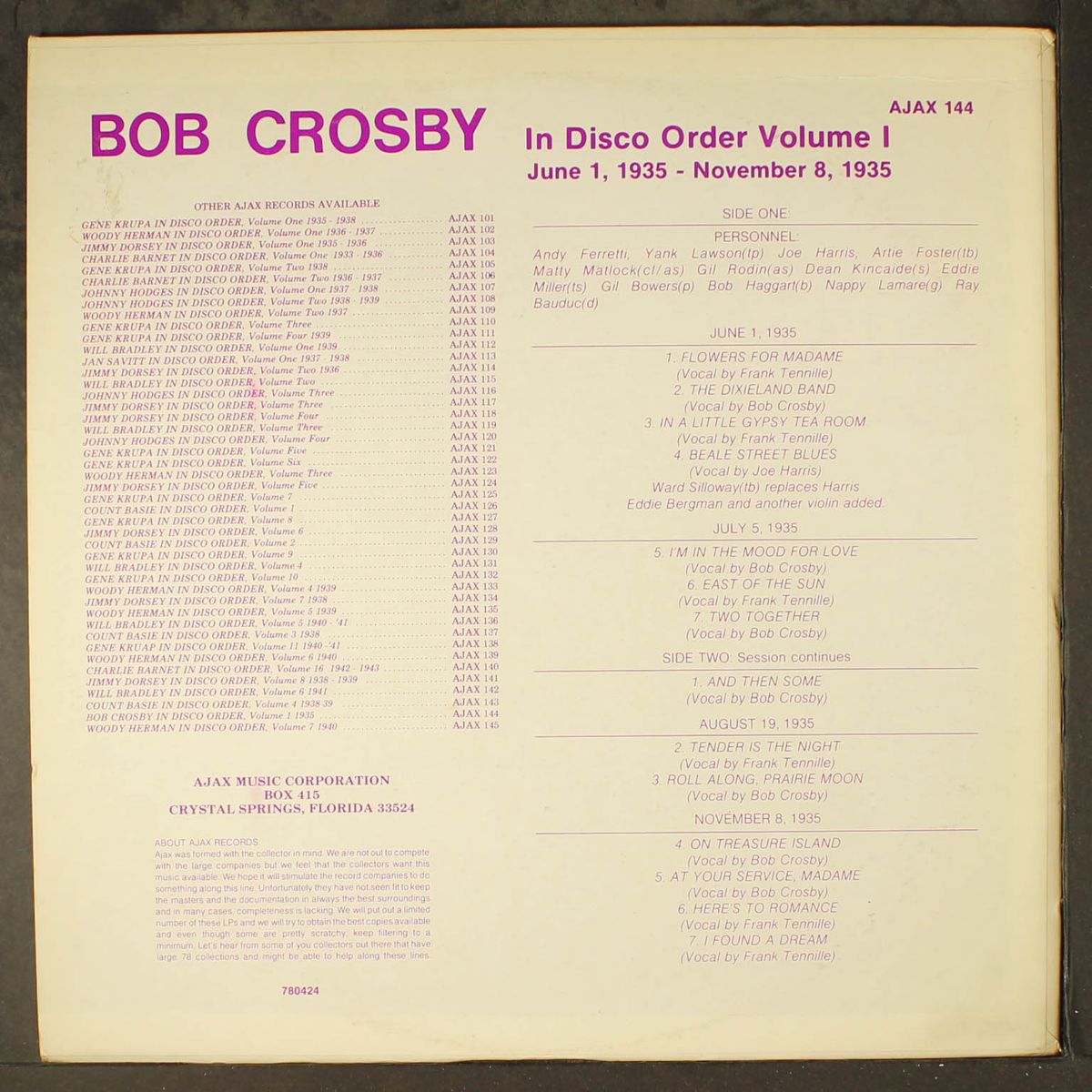 in disco order, vol. 1 by BOB CROSBY