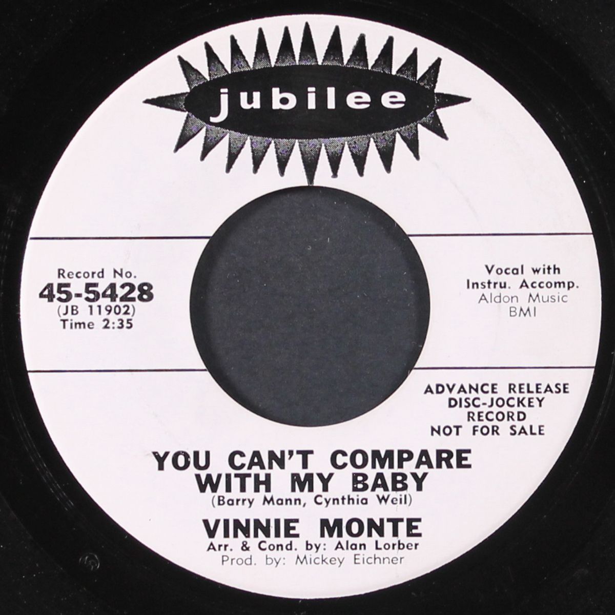 mashed potatoe girl / you can't compare with my baby by VINNIE MONTE