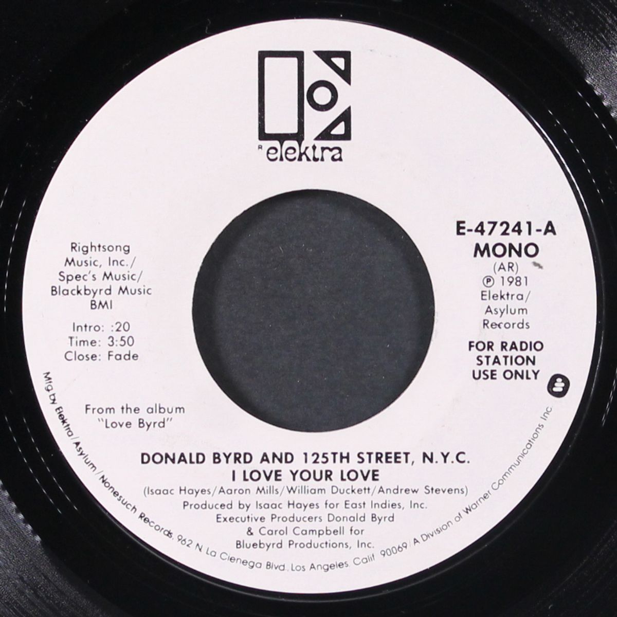 i love your love / mono by DONALD BYRD & 125TH STREET N.Y.C.