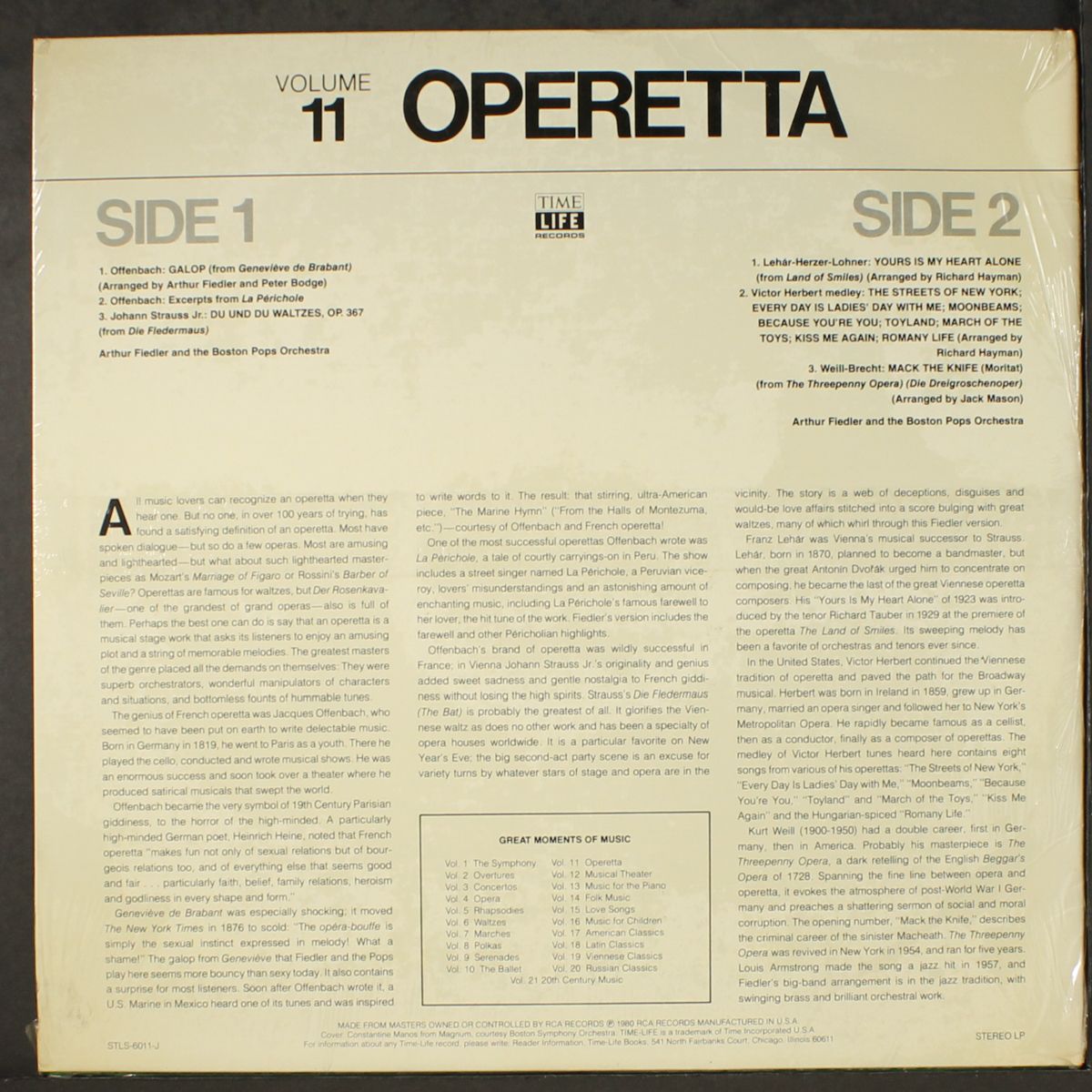 great moments of music, vol. 11: operetta by ARTHUR FIEDLER & BOSTON POPS