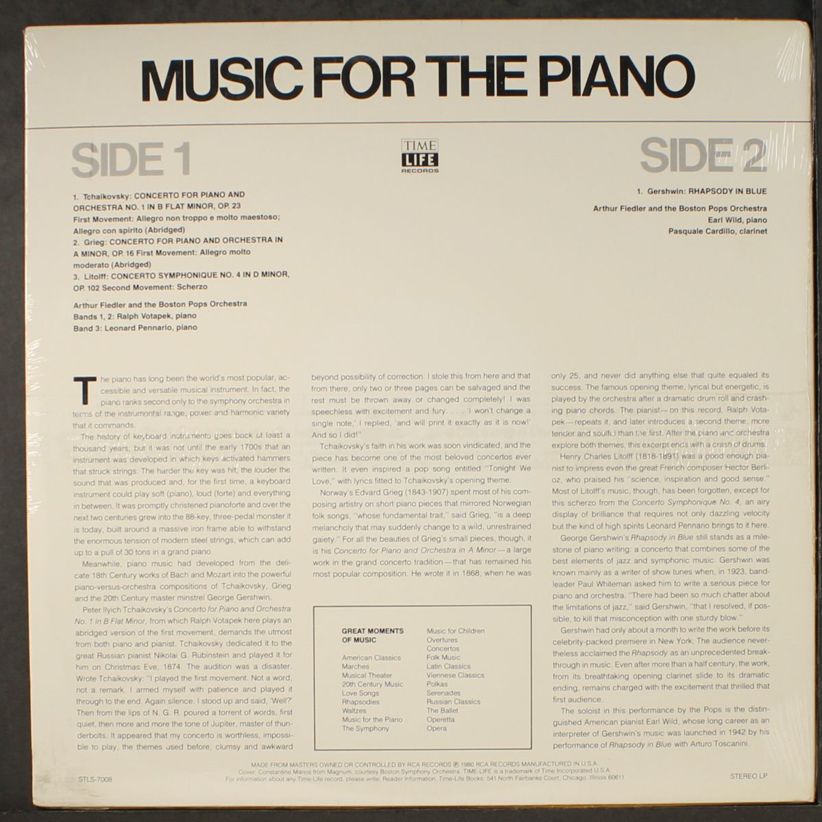 great moments of music, vol. 8: music for the piano by ARTHUR FIEDLER & BOSTON POPS