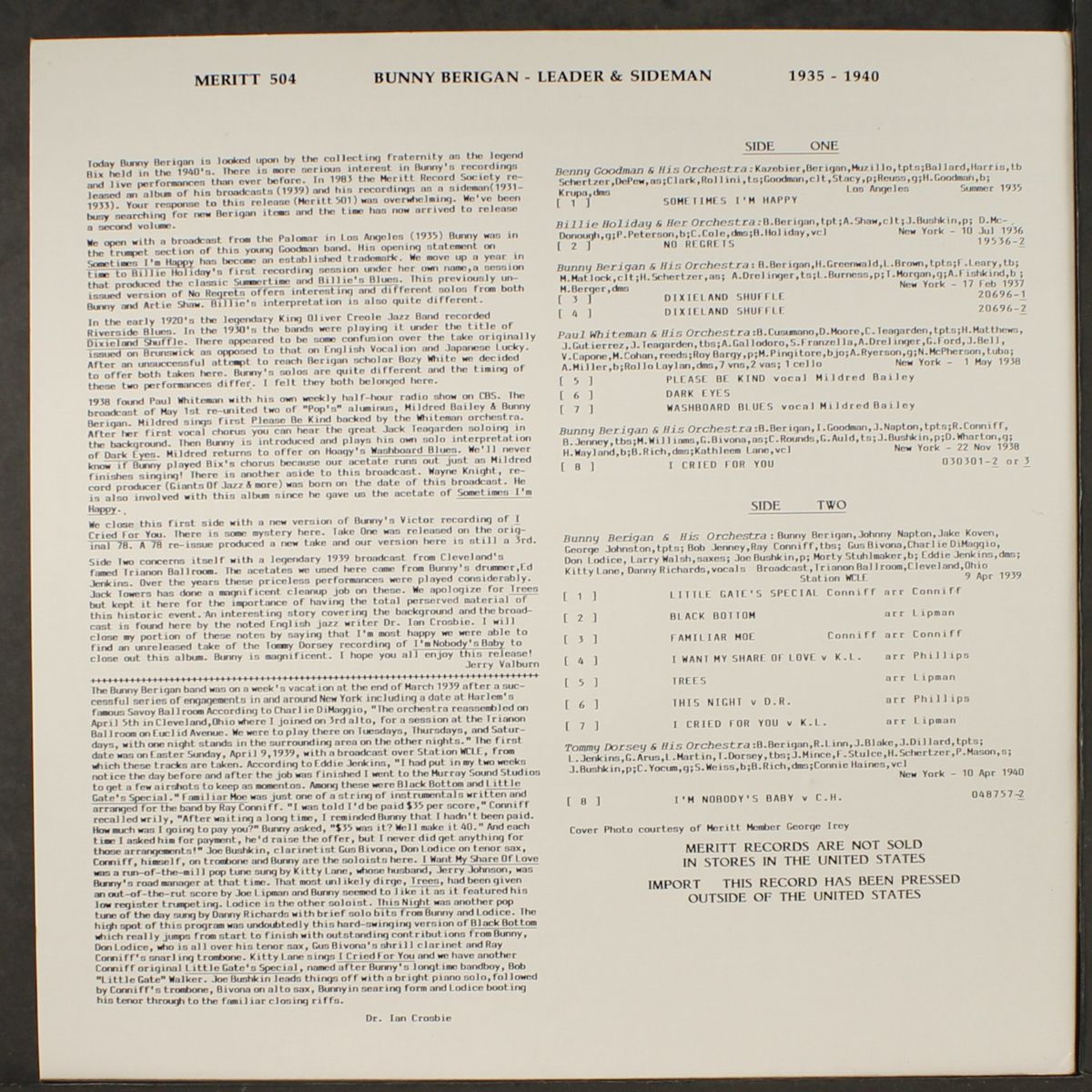 1935-1940 by BUNNY BERIGAN