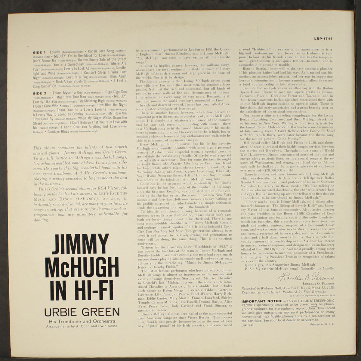 jimmy mchugh in hi-fi by URBIE GREEN