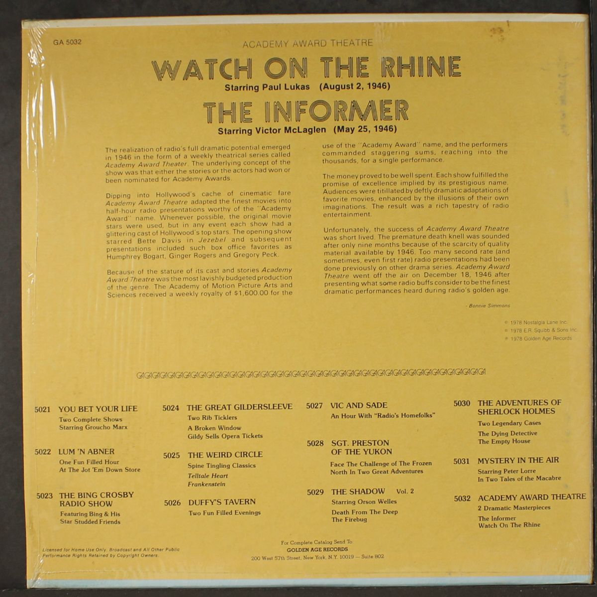 watch on the rhine / the informer by ORIGINAL RADIO BROADCAST