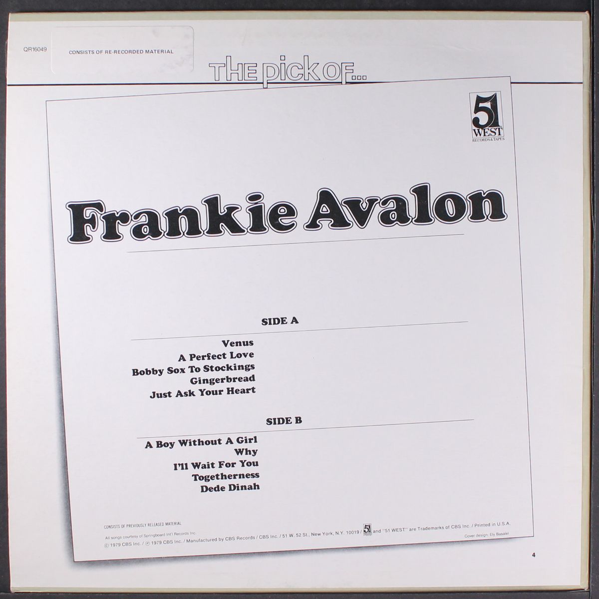 the pick of frankie avalon by FRANKIE AVALON
