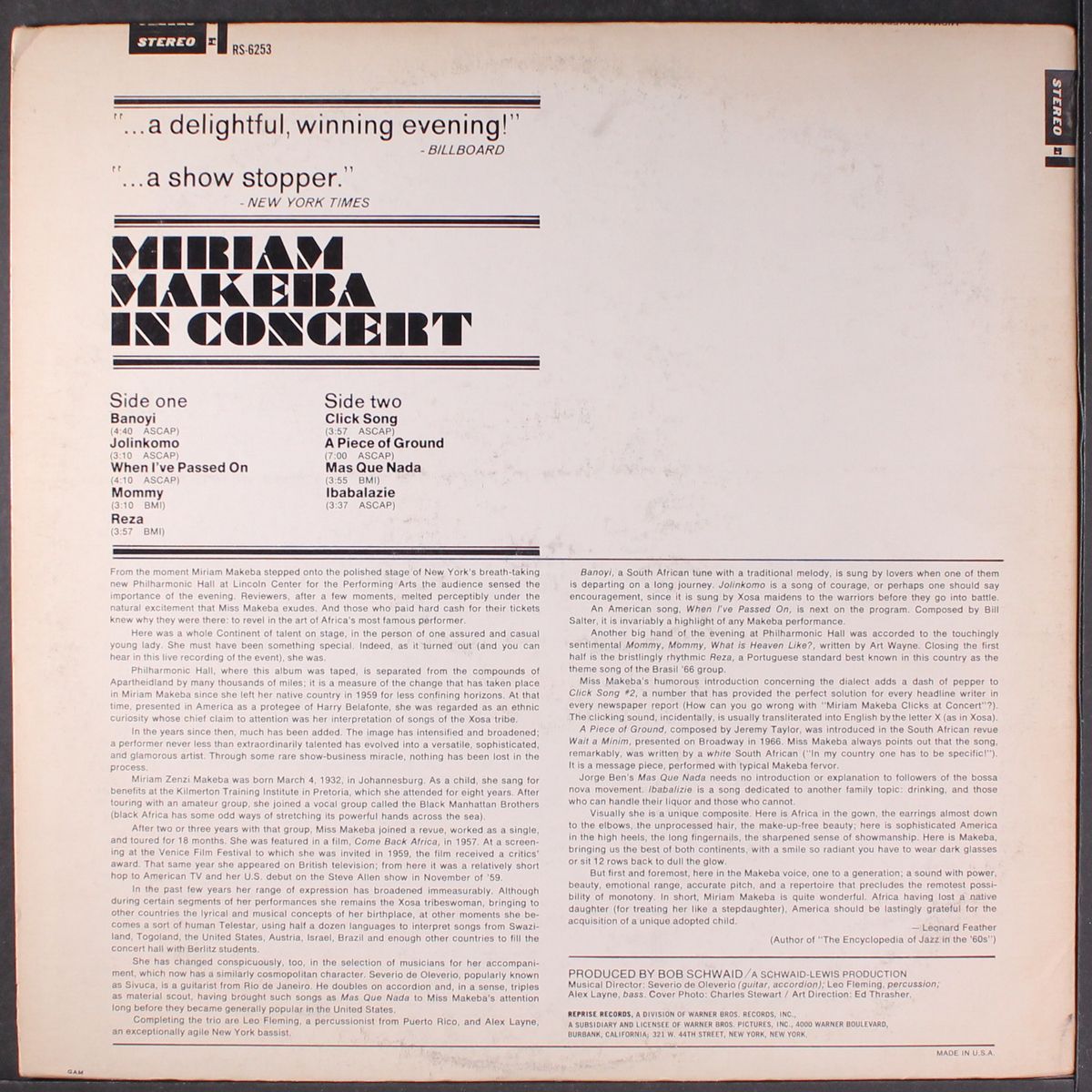 in concert by MIRIAM MAKEBA