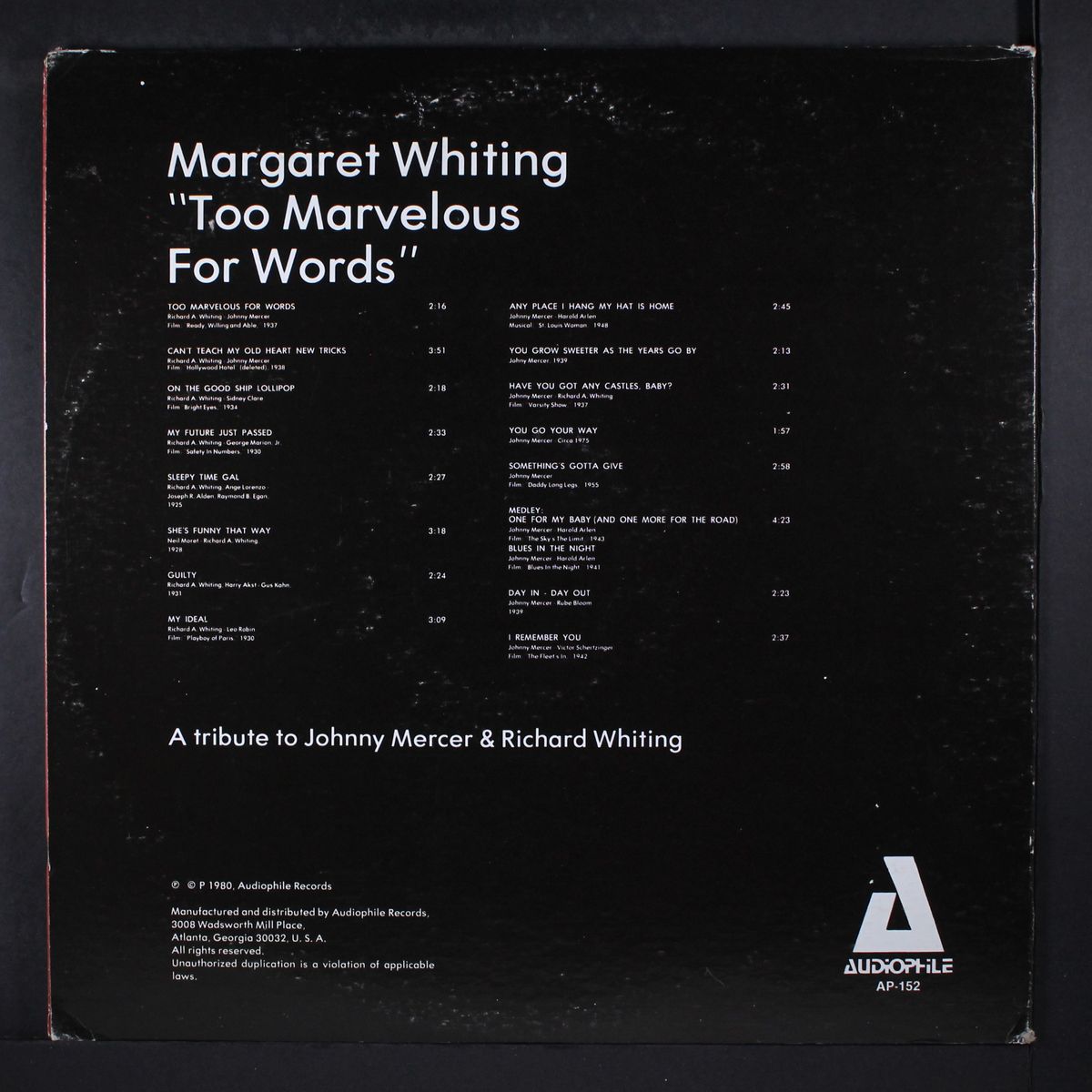 too marvelous for words by MARGARET WHITING