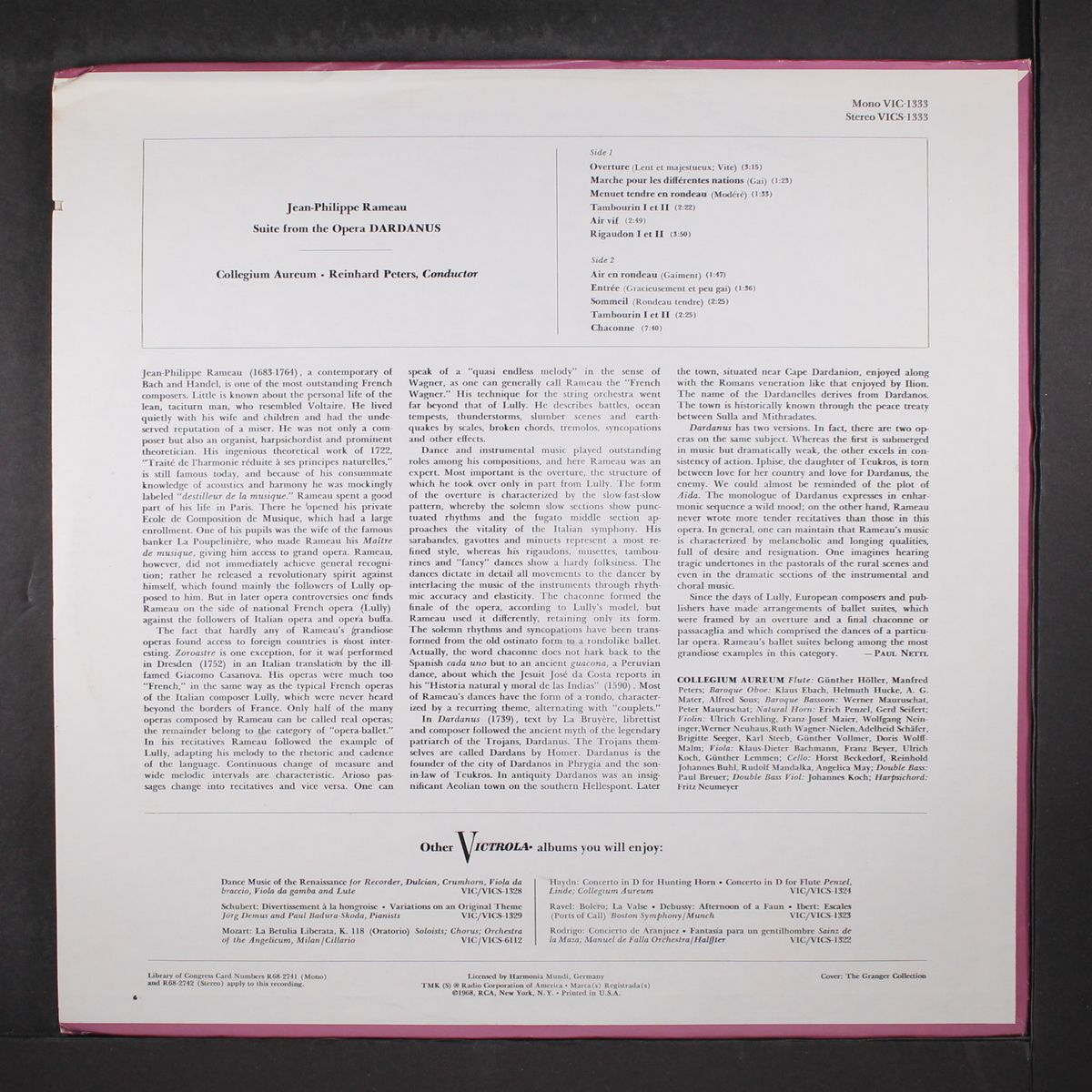 rameau: suite from the opera dardanus by REINHARD PETERS & COLLEGIUM AUREUM